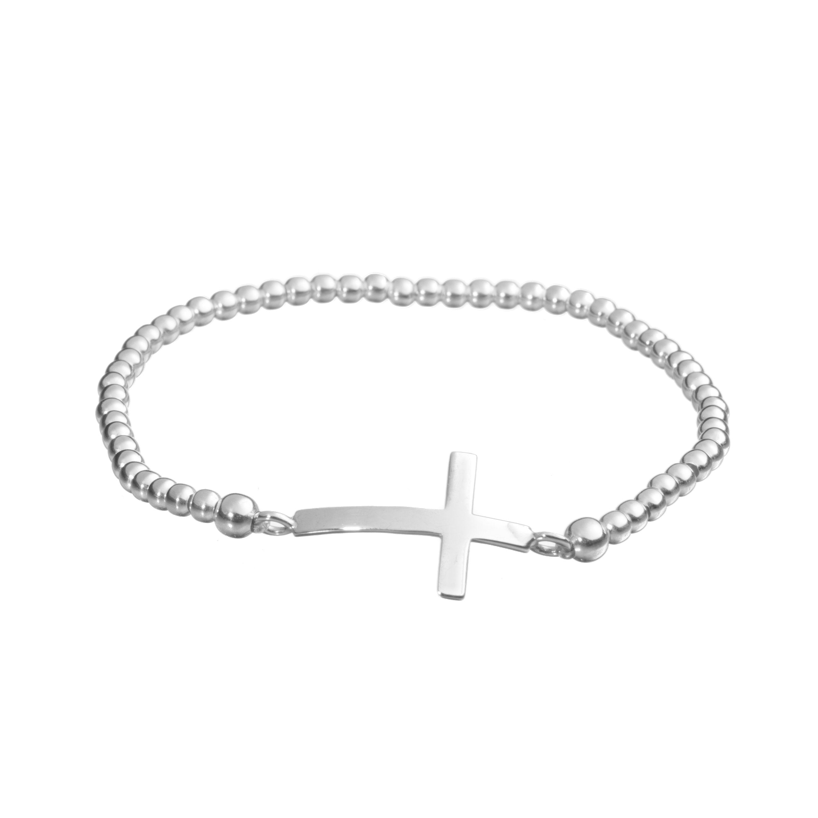 Pulsera elástica cruz de Plata.