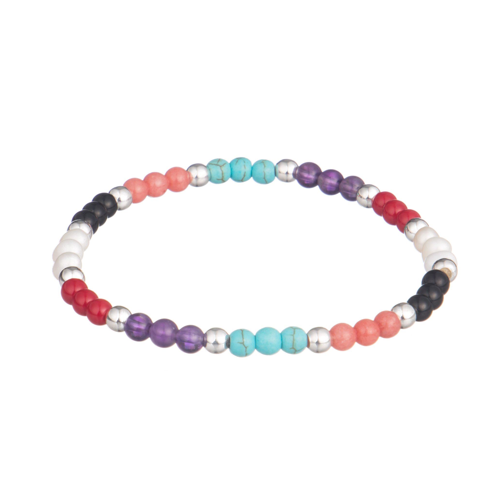 Pulsera piedras con plata intercalada