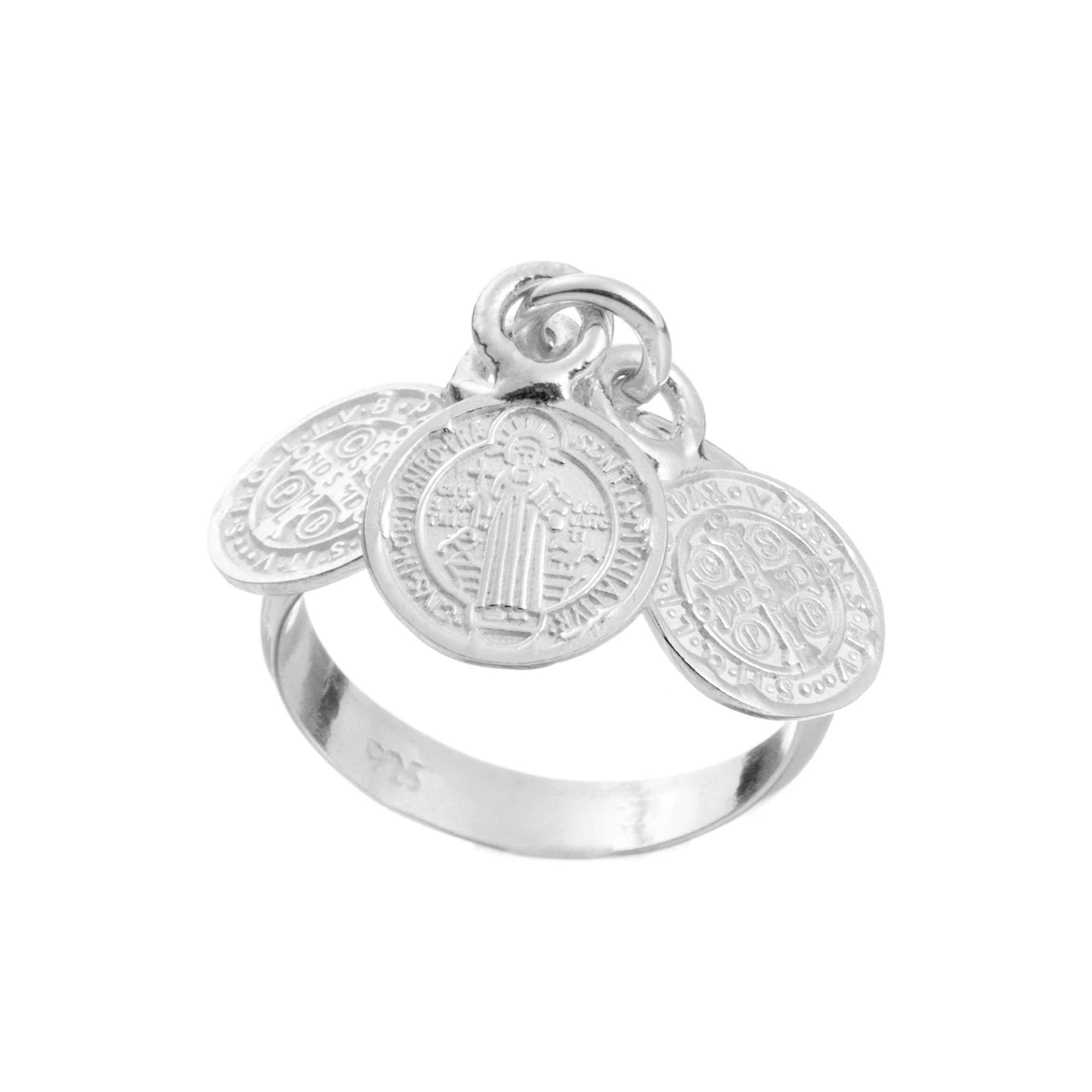 Anillo ajustable San Benito  de plata mexicana