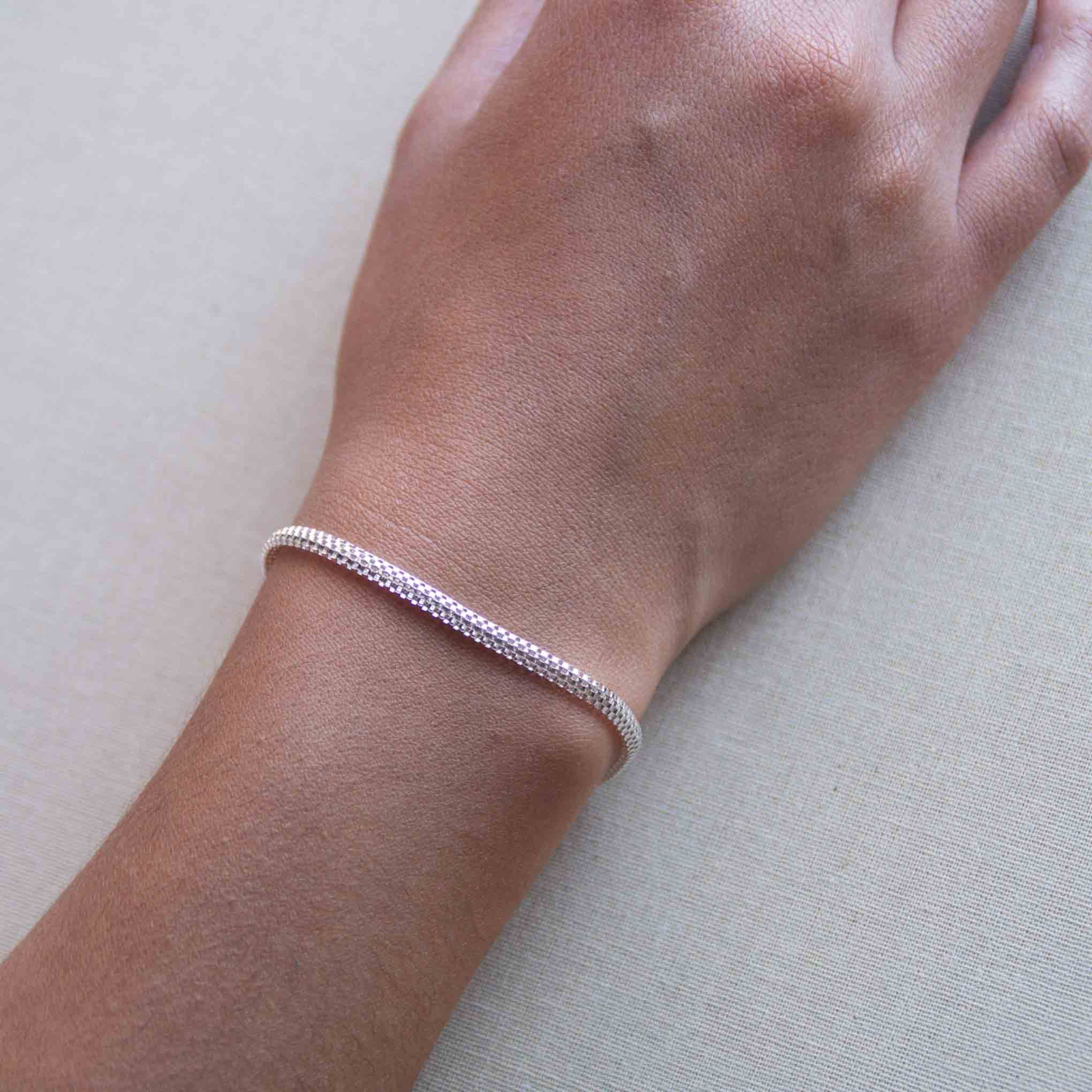 Pulsera tejido tulipán de plata de plata mexicana