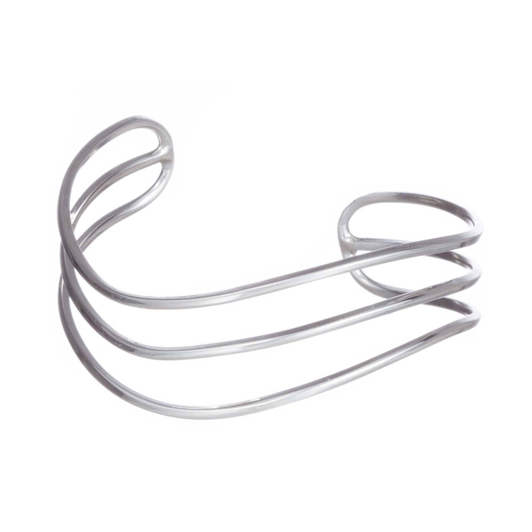 Brazalete 3 lineas ondeadas de Plata