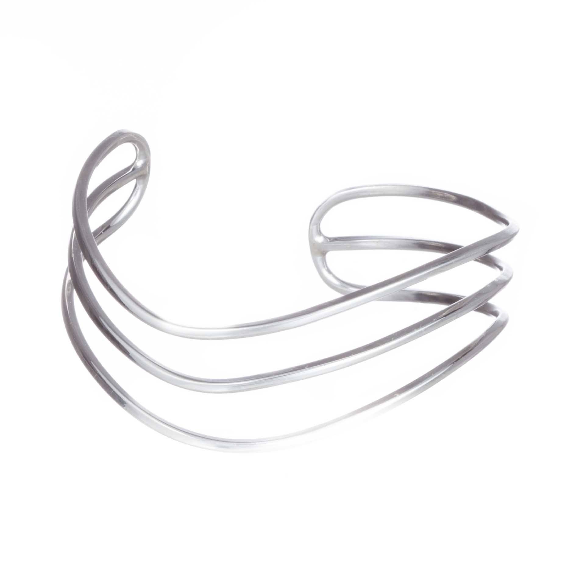 Brazalete 3 lineas ondeadas de Plata