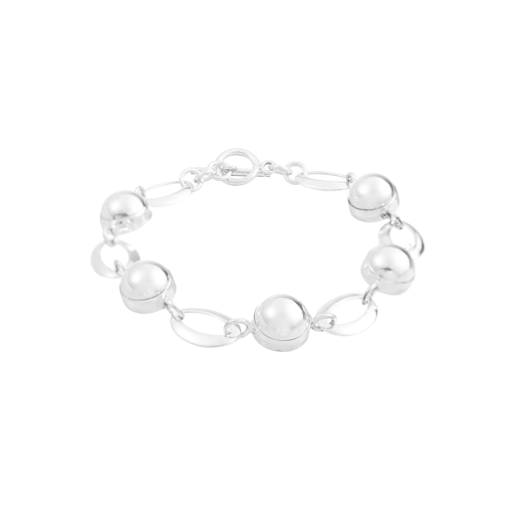 Bracelet of silver ovals and spheres