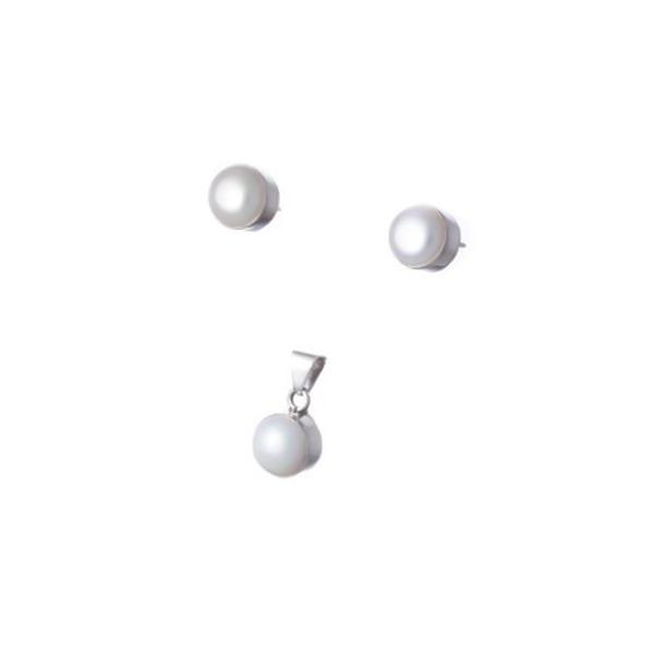Dije y aretes de Plata con perlas cultivadas